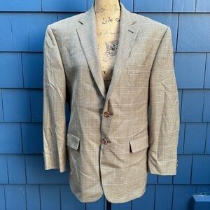 🤎🤎🤎Lauren Ralph Lauren Silk blend Blazer light weight 40 S tan houndstooth